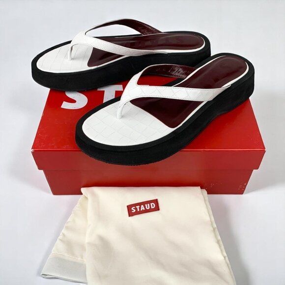 NIB STAUD Tessa Flatform Flip-flops Sandal Embosed Crocs Fresh